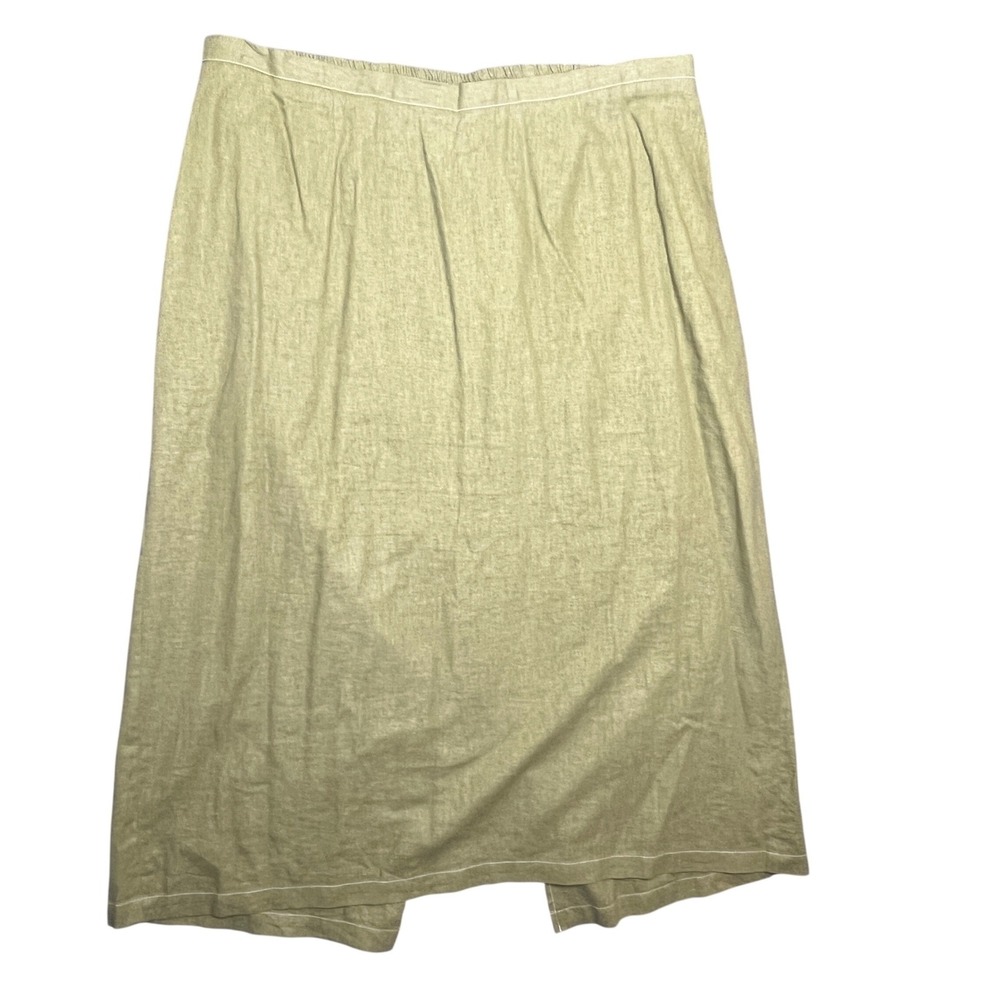 Maggie Barnes Maxi Skirt 2X 22/24 Green Linen Blend Coastal Boho Lagenlook Relax